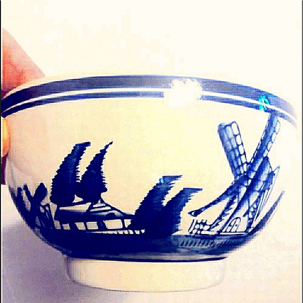 Vintage Dutch Blue and Cream Dish Bowl